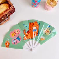 Cute Cartoon Seven Folding Fan Children's Plastic Hand Shaking Fan Students Summer Carry-on Handheld Portable Small Fan Students