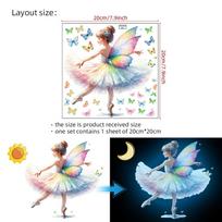 New Ballet Butterfly Girl Luminous Waterproof Sticker Removable Wall Sticker Decals for Living Room Bedroom Home Decor  20x20cm
