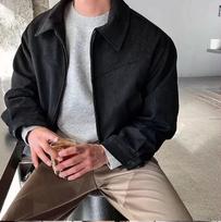 Men's Korean Style Suede Bomber Jacket with Thickened Zipper and Loose Lapel XXL