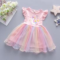 Infant Girls Princess Tutu Tulle Sleeveless Dress Soft Breathable Casual Party Birthday Outfit Cute Little Baby Girl Summer Dress 100cm rožinė