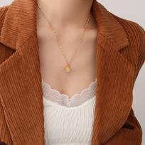18K Gold-Plated Korean-Japanese 3D Cube Pendant Necklace