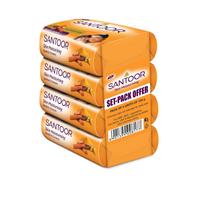 Santoor Sandal And Turmeric Bathing Soap Bar For Soft Glowing Skin Moisturizing Body Cleanser pack of 1 4N X 125g