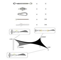 Stainless Steel Shade Sail Accessory Set: Turnbuckle, Buckle, and Triangular Corner Brackets for Outdoor Garden Rectangular Shade Sails.