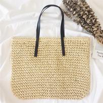 Šiaudų pynimo paplūdimio krepšiai moterims Didelės rankinės-tote Nertos rankinės Vasarinės didelės talpos rankinės KTY 47*37cm smėlis