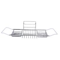 Shower Tub Tray Stainless Steel Expandable Over The Bathtub Rack with Phone Stand for Soap Shampoo Bath Balls Silver sidabras