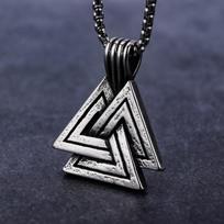 NORRON Viking Rune Triangle Alloy Pendant Necklace for Men Hip Hop Metal Chain Fashion Jewelry Accessory sidabras