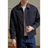 2025 Men's Trendy Color Block Lapel Workwear Jacket – Casual Barn Style Fashion Outerwear XXL