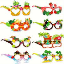 8pcs, Luau Party Eyeglasses Bulk Beach Party Paper Glasses Favors Hawaiian Party Eyewear Tropical Party Photo Props Fancy