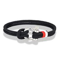 Tamsiai mėlynas pintas virvės apyrankė Nerūdijančio plieno mini pasagos formos grandinės jungiklis su varžtais Apyrankės vyrams, moterims, poroms Papuošalai 17cm juoda
