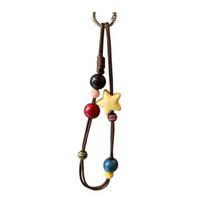 Mobile Phone Lanyard Thick Oil Wax Rope Hand-Woven Strong Load-Bearing Anti-Lost Anti-Theft Phone Strap with Wooden Beads Stars Decor 1pc