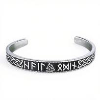 Viking Series Stainless Steel Open Cuff Bracelet Minimalist Boho for Women Men