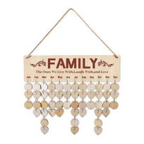 Wooden Family Birthday Reminder Calendar Board Wall Hanging DIY Birthday Tracker Plaque with 50 Tags Gift for Mom Grandma F