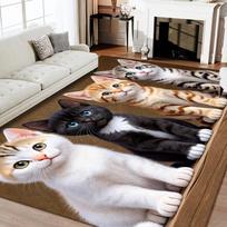 Adorable 3D Kitten Print Area Rug for Living Room Decor 2D Falt Print Cute Cat Floor Mat for Bedroom Sofa Playroom Home Decor 50x80cm