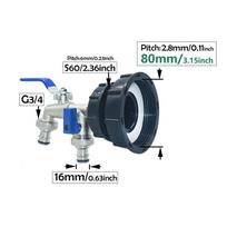 IBC Tank Tap Adapter 80mm 100mm S60 to 16mm Nipple Outlet Tap Valve Connector Outdoor Rainwater Bucket Faucet Tank Fitting