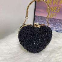 Luxury Heart Shape Diamond Crystal Evening Clutch Purse Stones Rhinestone Mini Handbag for Wedding Party Shoulder Bag Handle 14cmX11cmX7cm