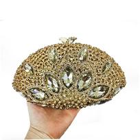 Fan Women Crystal Handbag Large Rhinestone Clutches For Dinner Party Bag Luxury  Gala Banquet Purse Diamond Evening Bag Wedding 19cmX11.5cmX7cm
