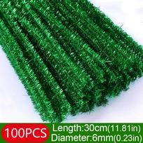 100pcs New 30cm Glitter Chenille Stems Wool Top Christmas Tinsel Stems Torsion Bar DIY Craft Supplies