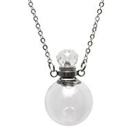 Perfume Vial Pendant Necklace Transparent Aroma Essential Oil Diffuser Pendant Refillable Spherical Perfume Bottle Necklace for Women Unique Jewelry gryna