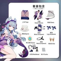 Genshin Impact Cosplay Costume Wig Hair Women Dancer Dress Carnival Uniform Anime Halloween Costumes S gray