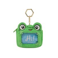 Plush Frog Coin Purse with Keychain Soft Small Zipper Wallet for Kids and Adults Durable Portable Storage Accessory One Size