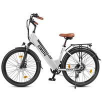 Elektrinis dviratis ESKUTE 250W Variklis 36V 13AH Miesto Komutuotojas Elektrinis Dviratis Didžiausias Greitis 25Km/h 7 Greičiai Keliamoji Galia 120Kg 26  Padanga C100 Plus No Accelerator balta