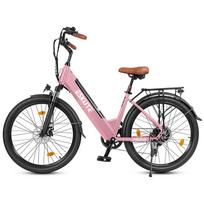 Elektrinis dviratis ESKUTE 250W Variklis 36V 13AH Miesto Komutuotojas Elektrinis Dviratis Didžiausias Greitis 25Km/h 7 Greičiai Keliamoji Galia 120Kg 26  Padanga C100 Plus No Accelerator rožinė