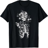 Floral Skeleton Flowers Goth Occult Death Dark Alt Aesthetic T-Shirt S juoda