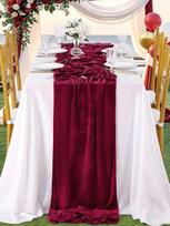 1Pc Burgundy Velvet Table Runner For Parties: 29X120 Inch Soft Dinner Luxury Table Runners - Wedding Reception Table Decorations 70x300cm raudona