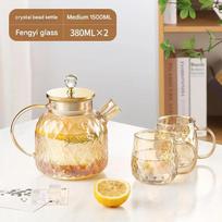 Hot sale Heat Resistant Drinking Glassware Glass Kettle with Cup Set Glass Tea Drinking Pitcher Kettle Set
