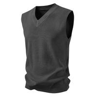 Men's Casual V-neck Knit Sleeveless Cardigan Vest 3XL