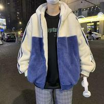 Trendy Hooded Fleece Jacket with Warm Cotton and Double-Sided Lambswool for Autumn and Winter Protection Large