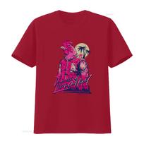 Hotline Miami Gaming T Shirt Richard Indie Stylish Rooster Print with Cityscape and Palm Trees Perfect for Trendy Gamers 4XL pink