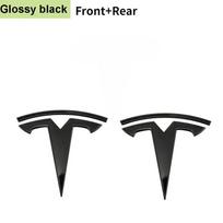 2 pieces of zinc alloy car front hood emblem sticker design replacement For Tesla Model 3 Y car rear trunk emblem accessory Model Y
