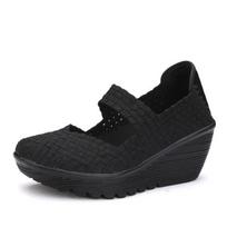Ladies Shoes Flat Platform Summer Sneakers For Walking Woven Femal Leisure Loafers 5 CM High Quality Tenis Plus Size 41