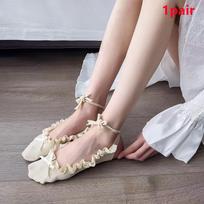 Female Japanese Girl Jk Girls Ballet Shoes With Socks Ballet Dance Lace Strap Invisible Ship Socks Bow Short Socks