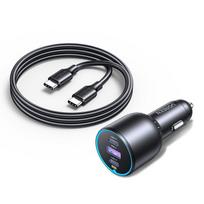 UGREEN 130W daugialypės jungties automobilinis įkroviklis ir 100W dvigubo C tipo laido rinkinys