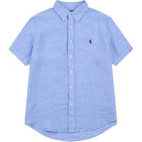 Polo Ralph Lauren vienspalviai marškiniai su polo apykakle, siuvinėtu logotipu, sagomis, trumpomis rankovėmis, iš lino, vyriški marškiniai 710968297-002 S gray