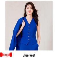 Ladies' Professional Royal Blue Double-Breasted Suit Jacket - Autumn Fashion Long-Sleeved Workwear Set. XL