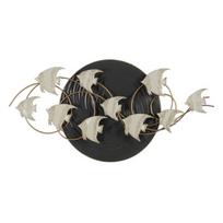 Sienos dekoracija - BIGBUY HOME - Žuvys - Geležis - Balta ir Juoda - 119,4 x 7 x 59,7 cm