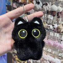 Juodos katės pliušinis žaislas: Mažas katės krepšio pakabukas ir cypiantis žaislas Pora Dovanų Bead Chain