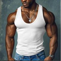 Heavyweight American Style Vest for Men, Outerwear, Thick Ribbed Shirt, Fitness Tight-Fitting Sports Breathable Hip-Hop Base Vest S