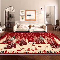 Red Green Christmas Carpet Gingerbread Man Rug Reindeer Snowflake Mat Vintage Border Home Decoration Living Room Floor Mat 50X80CM
