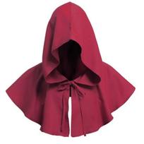 Viduramžių kapišonas-skrybėlė vyrams moterims Renesanso vienuolis Helovinas Cosplay kapišonas-pelerinas vyno raudonos spalvos