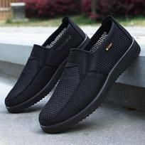 Men's Breathable Mesh Slip-On Shoes Lightweight Non-Slip Casual Loafers Comfortable Summer Walking Shoes 39 juoda