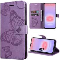 Coque pour Samsung Galaxy A37 5G, Cuir Synthétique Antichoc Anti-Rayures Motif Papillon Violet violetinė