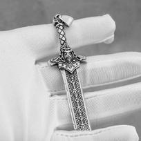 Vikings Odin Sword Necklace Stainless Steel Men's Amulet Pendant Vintage Punk Charm Nordic Jewelry Warrior Fashion