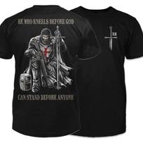 He Who Kneels Before God Can Stand Before Anyone Templar Crusaders TShirt Cotton Short Sleeve ONeck Mens T Shirt New S3XL S