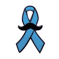 Men's Health Enamel Lapel Pin Beard Blue Ribbon Brooch Pins Badges Jewelry Gift for Backpacks Shirt Clothing Accessries 1