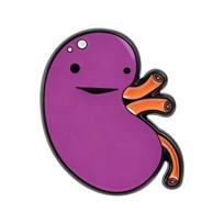 Fun Anthropomorphic Kidney Enamel Pin Purple Cartoon Smiling Organ Alloy Brooches Lapel Backpack Badge Fashion Jewelry Gifts