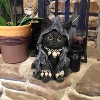 Gothic Cat Sickle Dog Witch Grim Reaper Decoration Resin Black Cloaked Grim Reapers Feline Cat Dog Figurine Halloween Home Decor S